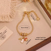 Wholesale Women's Fashion Gold Plated Copper Flower Butterfly Pendant Bracelet With Real Gold Plating