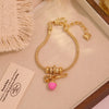 Wholesale Women's Fashion Gold Plated Copper Flower Butterfly Pendant Bracelet With Real Gold Plating