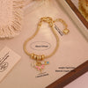 Wholesale Women's Fashion Gold Plated Copper Flower Butterfly Pendant Bracelet With Real Gold Plating