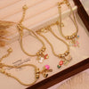 Wholesale Women's Fashion Gold Plated Copper Flower Butterfly Pendant Bracelet With Real Gold Plating