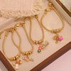 Wholesale Women's Fashion Gold Plated Copper Flower Butterfly Pendant Bracelet With Real Gold Plating