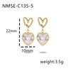 Wholesale Women's Fashion Heart Shape Zircon 18K Gold Plated Stainless Steel Earrings
