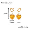 Wholesale Women's Fashion Heart Shape Zircon 18K Gold Plated Stainless Steel Earrings