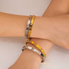 Wholesale Women's Fashion Heart Shaped Titanium Steel 18K Gold Plated Stainless Steel Bracelet With Electroplating Process
