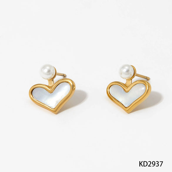 Wholesale Women's Fashion Heartshaped Stainless Steel Earrings With Electroplating Design