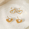 Wholesale Women's Fashion Heartshaped Stainless Steel Earrings With Electroplating Design