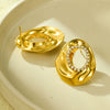 Wholesale Women's Fashion Highend Stainless Steel 18K Gold Electroplated Geometric Hollow Zircon Earrings