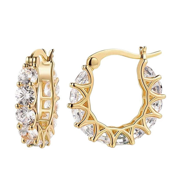 Wholesale Women's Fashion Ins Style French Zircon Earrings Copper Ushaped Geometric