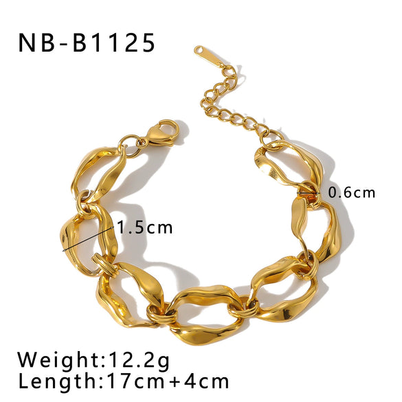 Wholesale Women's Fashion Ins Style Joker High Sense Stainless Steel 18K Gold Plated Irregular Geometric Bracelet With Vacuum Plating