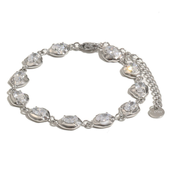 Wholesale Women's Fashion Irregular Geometric Stainless Steel 18K Goldplated Zircon Bracelet