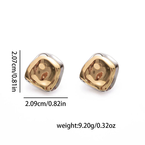 Wholesale Women's Fashion Irregular Texture Color Matching Geometric Titanium Steel Earrings With Electroplating