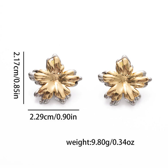 Wholesale Women's Fashion Irregular Texture Color Matching Geometric Titanium Steel Earrings With Electroplating