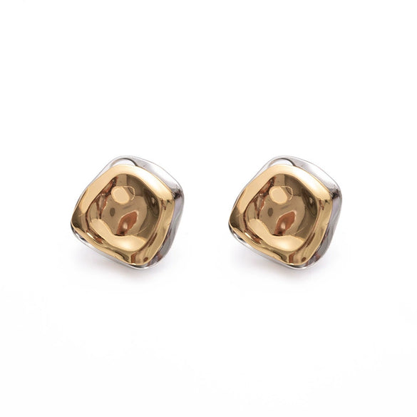 Wholesale Women's Fashion Irregular Texture Color Matching Geometric Titanium Steel Earrings With Electroplating