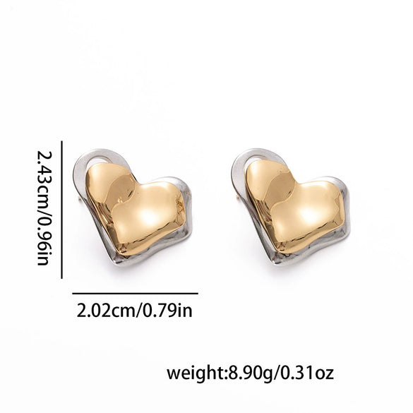 Wholesale Women's Fashion Irregular Texture Color Matching Geometric Titanium Steel Earrings With Electroplating