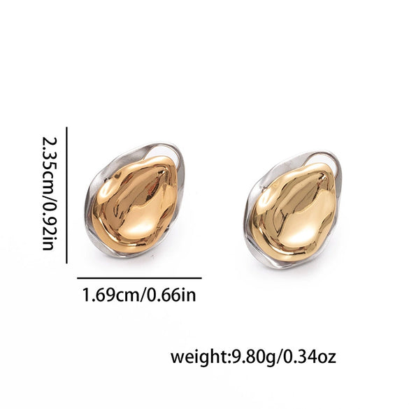 Wholesale Women's Fashion Irregular Texture Color Matching Geometric Titanium Steel Earrings With Electroplating