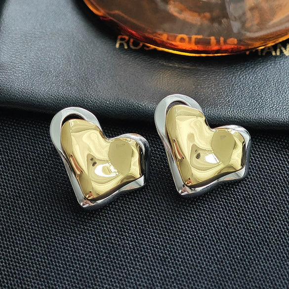 Wholesale Women's Fashion Irregular Texture Color Matching Geometric Titanium Steel Earrings With Electroplating