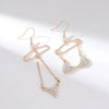 Wholesale Women's Fashion Jewelry Asymmetric Zircon Earrings Zinc Alloy 925 Silver Geometric Style