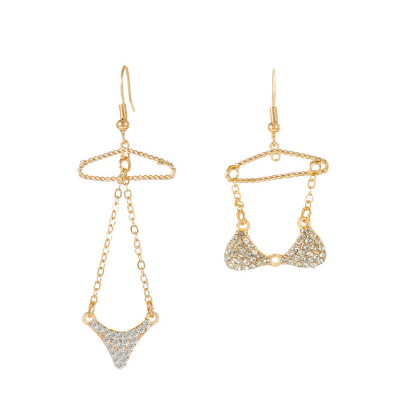 Wholesale Women's Fashion Jewelry Asymmetric Zircon Earrings Zinc Alloy 925 Silver Geometric Style