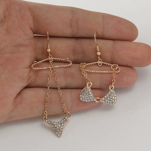 Wholesale Women's Fashion Jewelry Asymmetric Zircon Earrings Zinc Alloy 925 Silver Geometric Style
