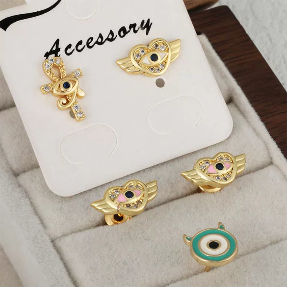 Wholesale Women's Fashion Jewelry Copper Heart Shaped Love Earrings With Diamond Design