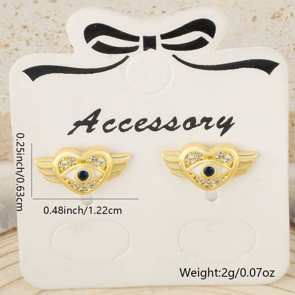 Wholesale Women's Fashion Jewelry Copper Heart Shaped Love Earrings With Diamond Design