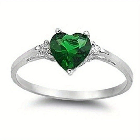 Wholesale Women's Fashion Jewelry Copper Heart Shaped Ring Inlaid With Zircon