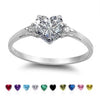 Wholesale Women's Fashion Jewelry Copper Heart Shaped Ring Inlaid With Zircon