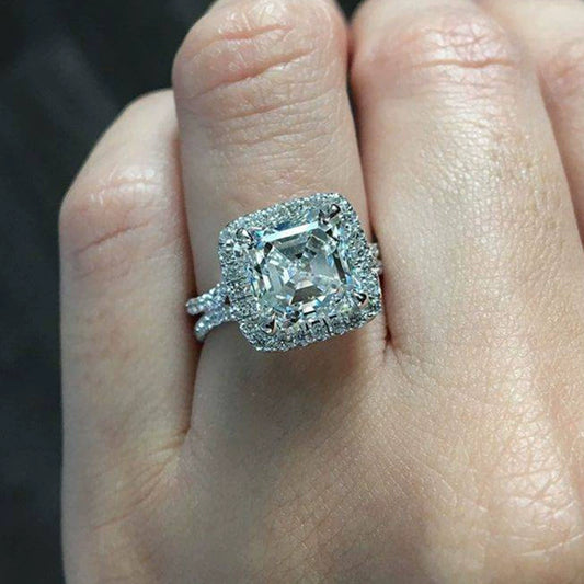 Wholesale Women's Fashion Jewelry Copper Plated Zircon Geometric Engagement Proposal Ring