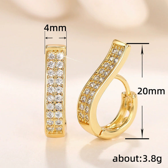 Wholesale Women's Fashion Jewelry Copper U Shaped Hollow Earrings With Zirconia In Geometric Style