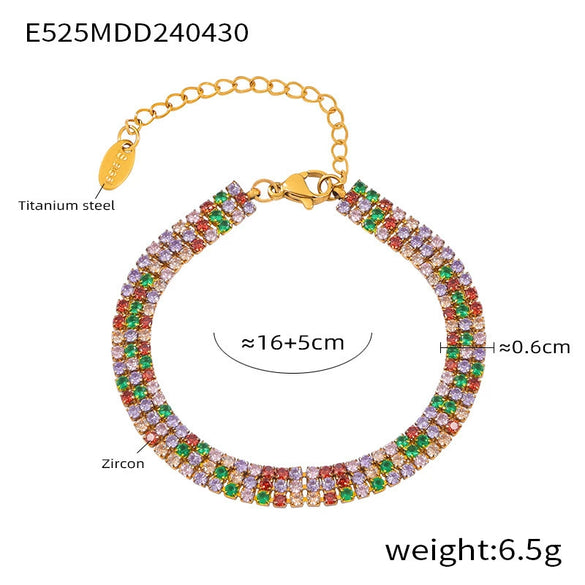 Wholesale Women's Fashion Jewelry Geometric Titanium Steel Zircon Goldplated Bracelet