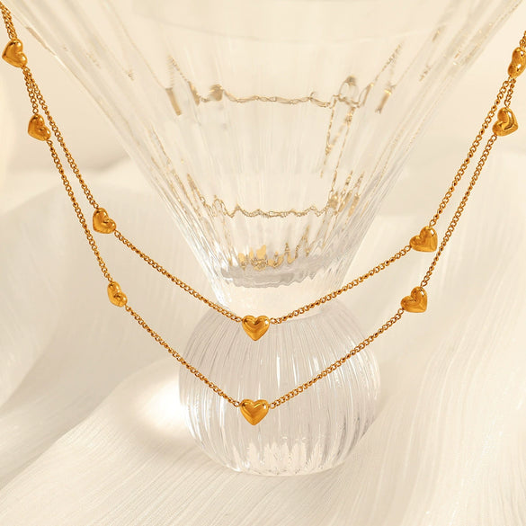 Wholesale Women's Fashion Jewelry Set With Heart Shape Pendant 316L Stainless Steel Love And Water Drops Pattern Electroplating Treatment