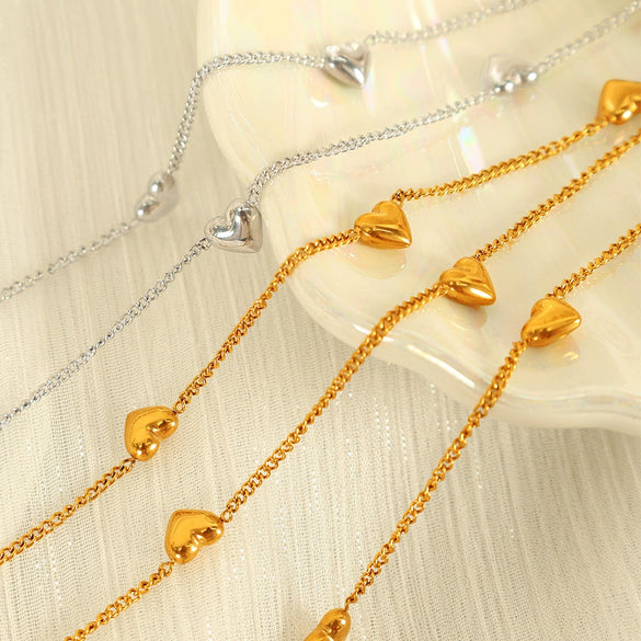 Wholesale Women's Fashion Jewelry Set With Heart Shape Pendant 316L Stainless Steel Love And Water Drops Pattern Electroplating Treatment