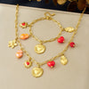 Wholesale Women's Fashion Jewelry Set With Heart Water Drop Bell Pattern Cross Chain Stainless Steel Electroplated Pendant