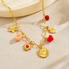 Wholesale Women's Fashion Jewelry Set With Heart Water Drop Bell Pattern Cross Chain Stainless Steel Electroplated Pendant