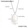 Wholesale Women's Fashion Jewelry Set With Oval Synthetic Fritillaria Pendant Titanium Steel Electroplated In 18K True Gold