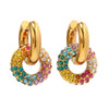 Wholesale Women's Fashion Jewelry Stainless Steel Donut Earrings 18K Gold Plated Geometric Electroplated