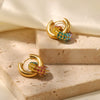 Wholesale Women's Fashion Jewelry Stainless Steel Donut Earrings 18K Gold Plated Geometric Electroplated