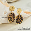 Wholesale Women's Fashion Jewelry Stainless Steel Geometric Leopard Print Electroplated Pendant Necklace And Earrings