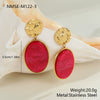 Wholesale Women's Fashion Jewelry Stainless Steel Geometric Leopard Print Electroplated Pendant Necklace And Earrings