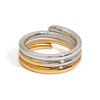 Wholesale Women's Fashion Jewelry Stainless Steel Three Layer Plain Ring With Geometric Pattern And Gold And Silver Color Matching Electroplated