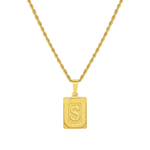 Wholesale Women's Fashion Jewelry Titanium Steel Ferris Wheel Design 18K Gold Plated Square Pendant Clavicle Chain With Letter And Number Patterns