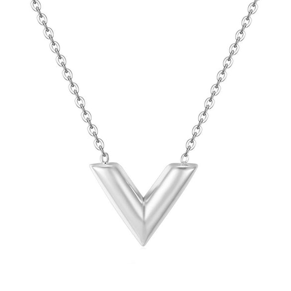 Wholesale Women's Fashion Jewelry V Necklace With Cross Chain Titanium Steel Pendant Electroplated Letters Numbers Text Design