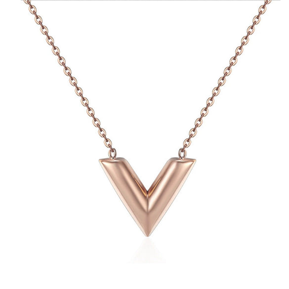 Wholesale Women's Fashion Jewelry V Necklace With Cross Chain Titanium Steel Pendant Electroplated Letters Numbers Text Design