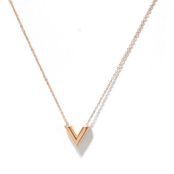 Wholesale Women's Fashion Jewelry V Necklace With Cross Chain Titanium Steel Pendant Electroplated Letters Numbers Text Design