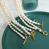Wholesale Women's Fashion Jewelry With Fresh Water Pearl Chain And Electroplated Ot Buckle