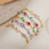 Wholesale Women's Fashion Light Luxury Copper Bracelet Inlaid With Zirconia Featuring Leaf And Flower Patterns