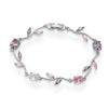 Wholesale Women's Fashion Light Luxury Copper Bracelet Inlaid With Zirconia Featuring Leaf And Flower Patterns