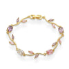 Wholesale Women's Fashion Light Luxury Copper Bracelet Inlaid With Zirconia Featuring Leaf And Flower Patterns