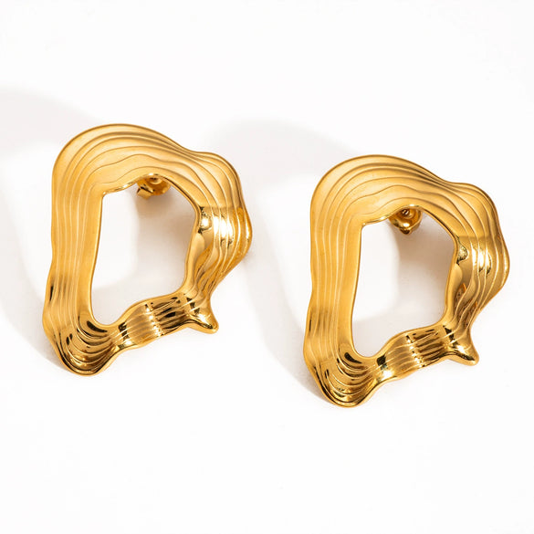 Wholesale Women's Fashion Light Luxury Exaggerated Irregular Stainless Steel Earrings With Pvd Furnace Vacuum Real Gold Plating