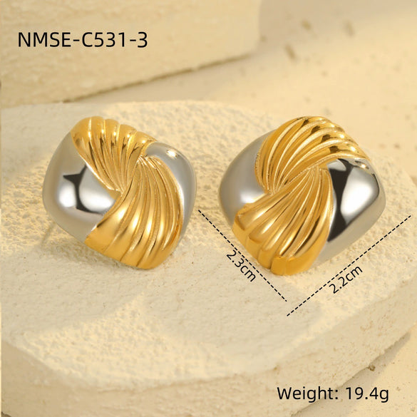 Wholesale Women's Fashion Light Luxury Geometric Stainless Steel Electroplated Earrings